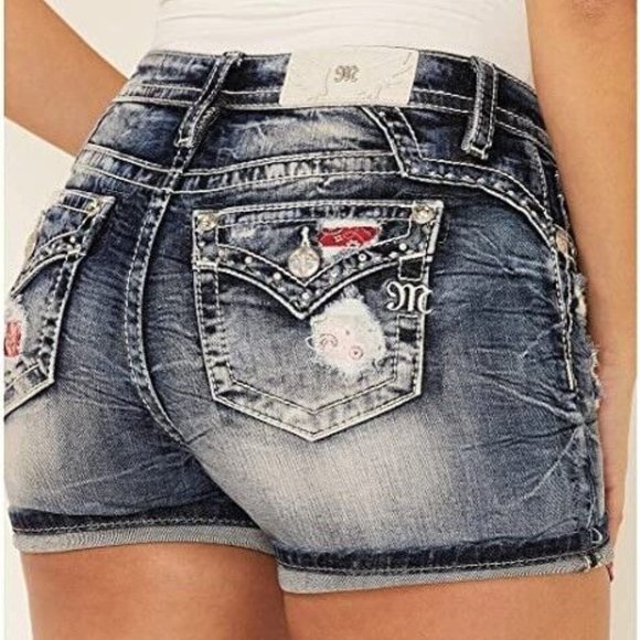 MISS ME WOMEN'S SIZE 30 EXPOSED BANDANA POCKETS DISTRESSED FASHION DENIM…